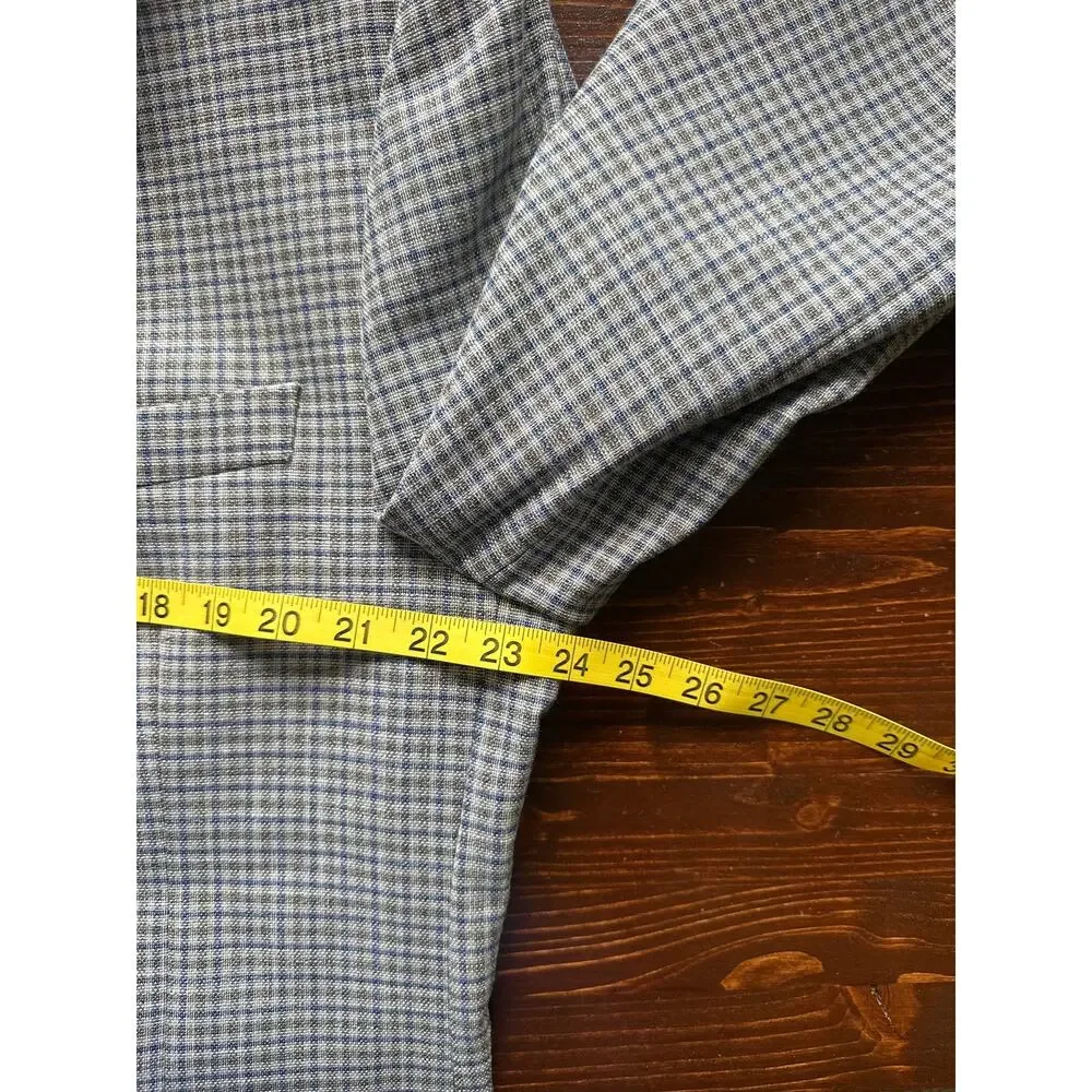 Ralph Lauren Black Label Blue Grey Plaid Sports Coat Blazer 46L